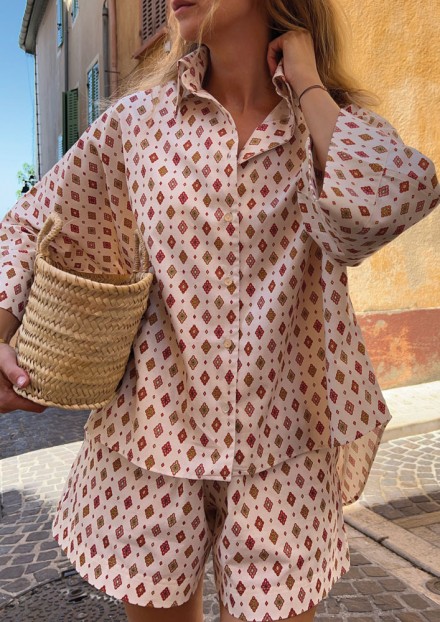 Ensemble chemise-short - motifs provençaux