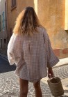 Ensemble chemise-short - carreaux vichy beige