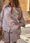 Ensemble chemise-short - carreaux vichy beige