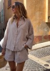 Ensemble chemise-short - carreaux vichy beige